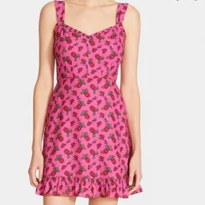 Betsey Johnson Pink/Red Floral Sleeveless Ruffle A-Line Dress L